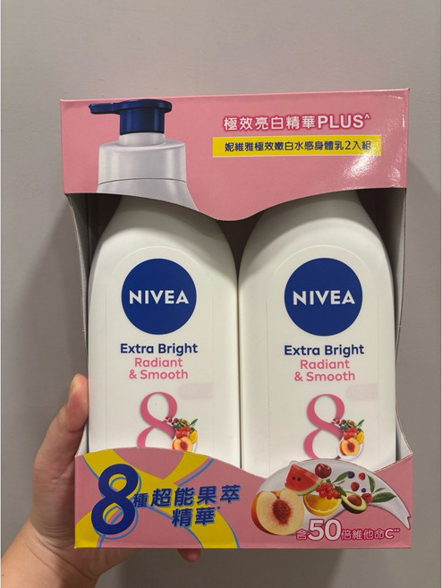 NIVEA 妮維雅 極效亮白身體乳 2入組 550毫升 X 2, 1個