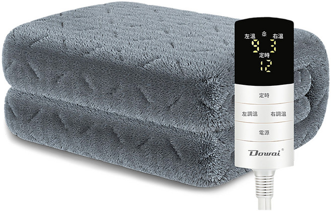 【Dowai 多偉】微電腦石墨烯雙人電熱毯 EL-206 左右獨立調溫 一鍵除蟎 可水洗/機洗設計 9段溫控 1-12小時定時, 140 x 160cm