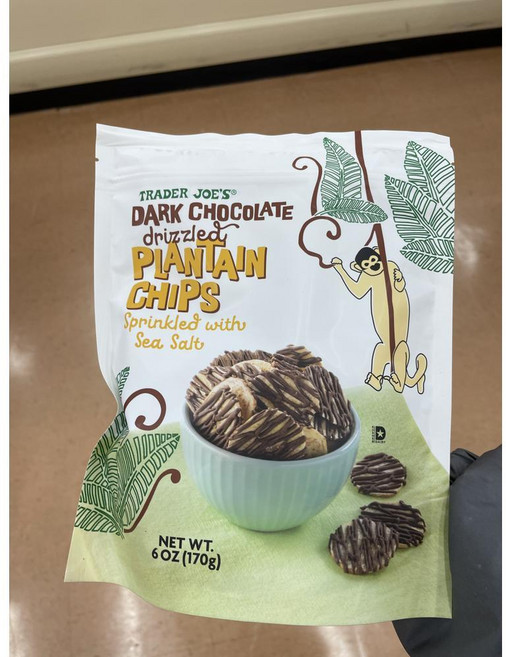 트레이더조 다크 초콜릿 드리즐 플랜테인 칩스 위드 씨솔트 Trader Joe's Dark Chocolate drizzled Plantain Chips, 170g, 1개