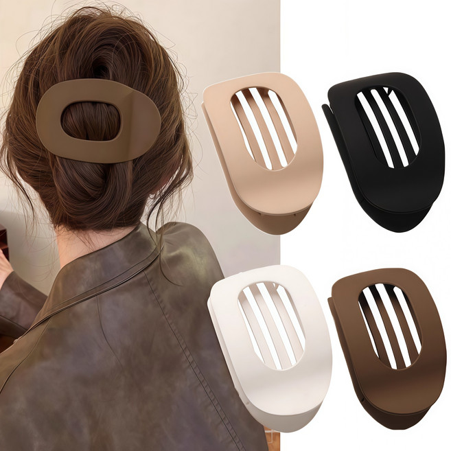 스카이미너리즈 무광 오벌 올림머리 헤어 집게핀 4종세트