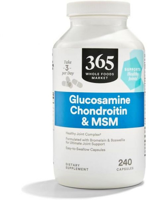 365홀푸드마켓 글루코사민 콘드로이틴 엠에스엠 캡슐 365 Whole Foods Market Glucosamine Chondroitin MSM, 성인남녀공용, 알약/캡슐, 240정, 1개