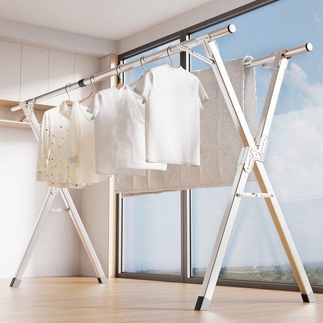 Anystar 원터치 튼튼한 대형 접이식 이불 빨래건조대, 은백색