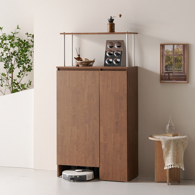 공간철학 다린 로봇청소기 수납장 작은 미니 원룸 거실 안방 베란다 다용도실 수납장 800, 오크