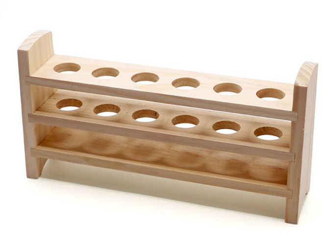 24mm 시험관 전용 6구 원목 시험관대 거치 보관 꽂이 과학실험 랙 시료 실린더 실험도구 정리 눈금 보관대