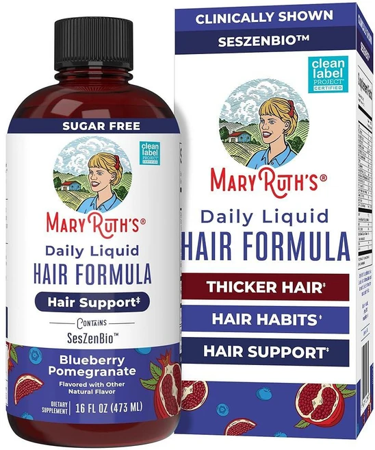 MARYRUTH'S 데일리 리퀴드 헤어 포뮬라 | 500mg SesZenBio + 2 500mcg 비오틴 함유 비타민 C 두껍고 강한 여성용 모발 모발 피부 및 네일 건강 콜, MARYRUTH'S 데일리 리퀴드 헤어 포뮬라 | 50, 1개 - 쿠팡