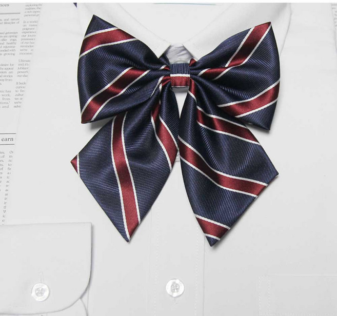 감탄사 예쁘다 촬영소품 스쿨룩 네이비 와인 사선 큰리본 넥타이