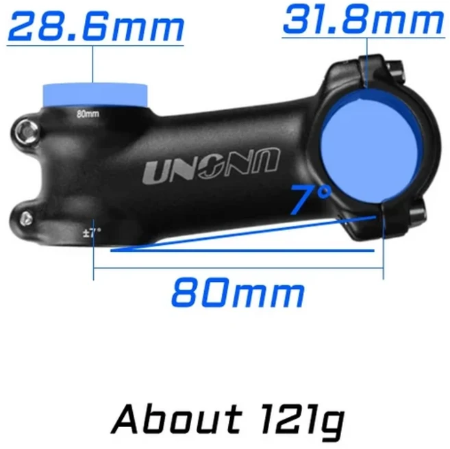 UNO 초경량 스템 MTB 로드 바이크 산악 자전거 전원 부품 7/17 도 31.8mm, 08 7 degree 80mm, 7 degree 80mm