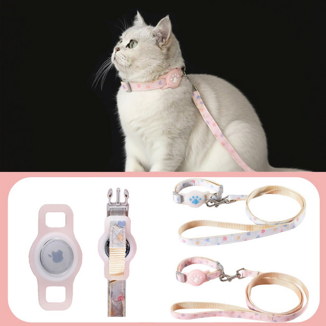 애완동물 에어태그 케이스 목걸이 / 목줄 강아지 고양이 애완동물용 분실 방지, 1개, 핑크색