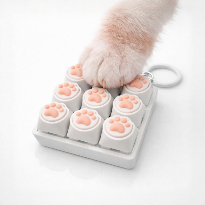 로로메라 고양이 발바닥 키보드키링 9구 스트레스 해소 키캡 딸깍이키링, 1개, 화이트01