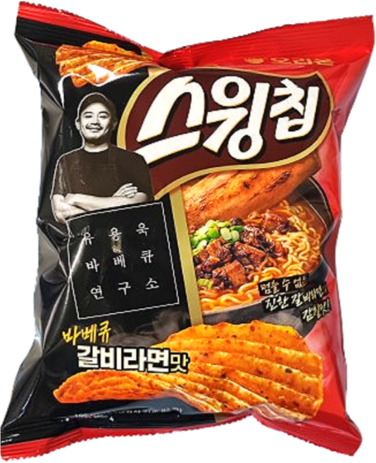 2026년 오리온 스윙칩 바비큐 갈비라면맛, 3개, 105g