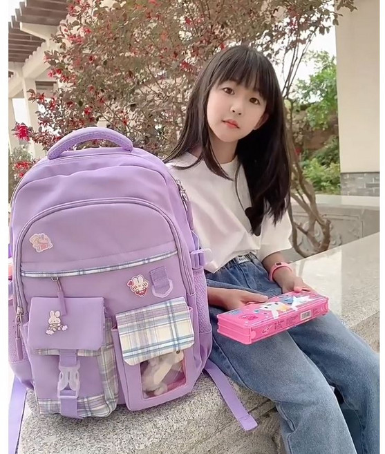 초등 소풍가방 초등학생 학원가방 초등학생가방 초등학생책가방 초1 초2 초3 초4, 보라(L)