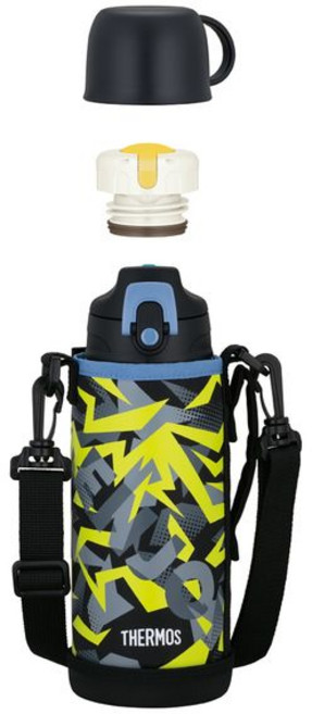 THERMOS 膳魔師 水瓶 2WAY 瓶 隨行杯 800ml FJJ-802WF, 1個, 黑黃色