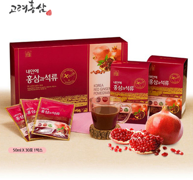 [고려홍삼] 홍삼 석류액 30포 홍삼액 석류진액 석류원액, 1개, 50ml