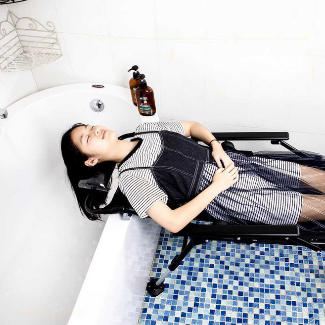 각도조절 샴푸의자 접이식 가정용 환자 임산부 노인, 1개, 의자+방석