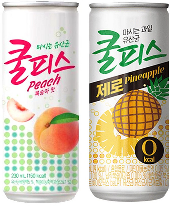 동원 쿨피스 복숭아 230ml 30캔 + 동원 쿨피스 파인애플 230ml 30캔, 60개