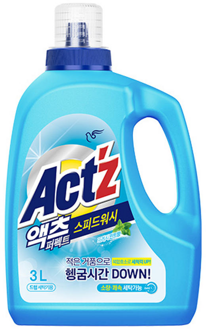 액츠 퍼펙트 스피드워시 액체세제 드럼 용기 3L 1개