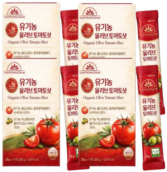 프리미엄 엑스트라버진 올리브오일 100%유기농 토마토즙 스틱형 주스 라이코펜 HACCP인증, 56개, 20g