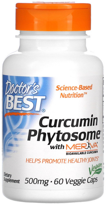 커큐민 파이토솜 강황 메리바 500mg 60베지캡슐 Doctor's Best Curcumin Phytosome with Meriva 500 mg 60 Veggie Caps, 1개, 60정