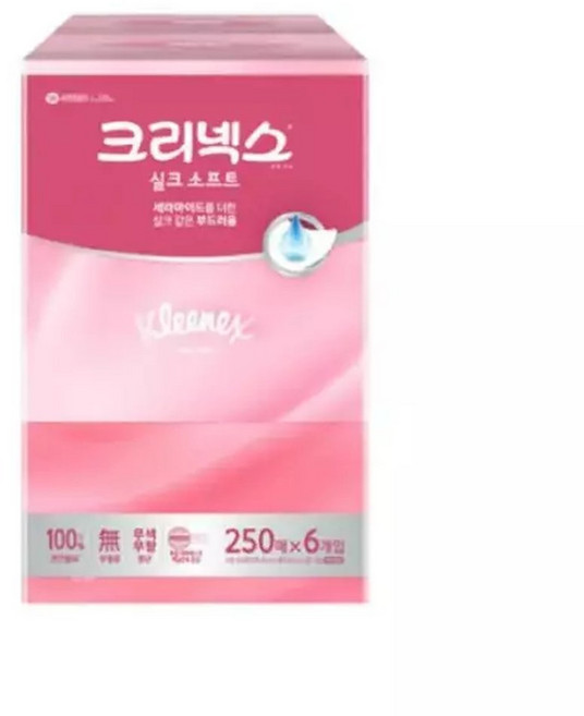 크리넥스 미용티슈 실크소프트 250매 X 6입 X 1EA, 6박스