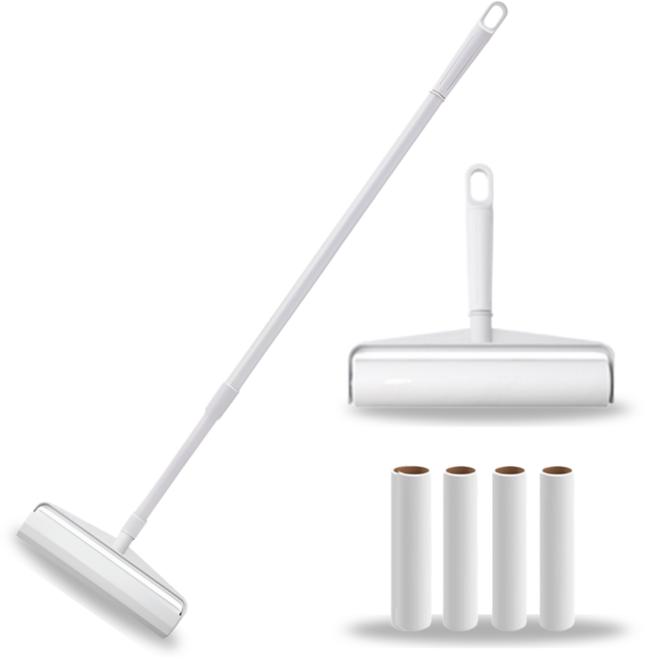 에이솜 테이프 크리너 찍찍이 롤러 돌돌이 밀대 돌돌이 롱핸들 먼지제거 돌돌이 본품 + 리필 4개, 1세트