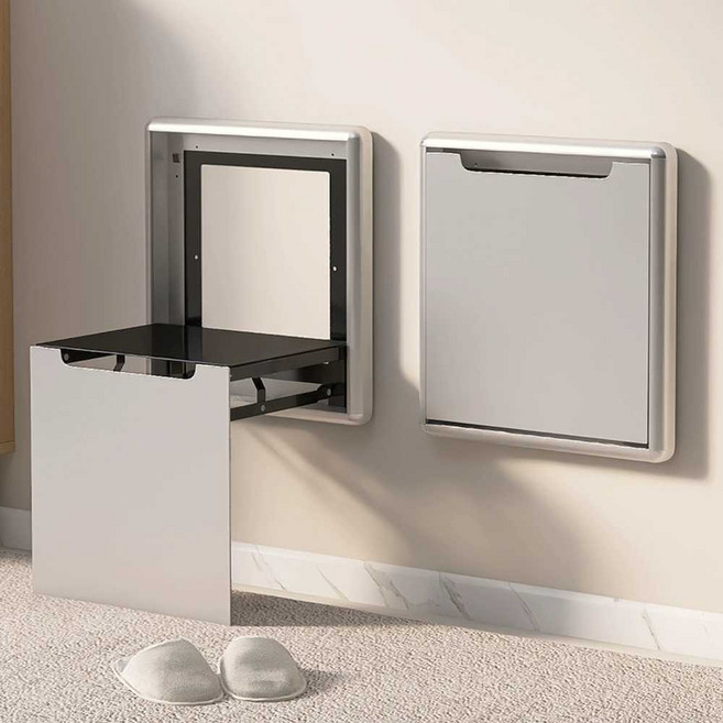 현관 접이식 의자 틈새 보조의자 아이디어 인테리어, 1개, 메탈 화이트