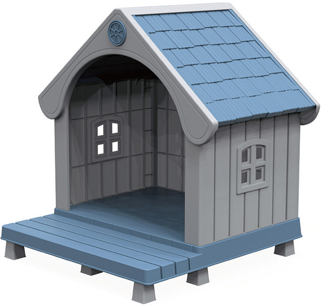 지오리빙 DB035A 베란다 강아지집 개집 중형견 대형견 초대형견 야외 마당 견사 애완견 하우스 사계절, 1개, 그레이+블루