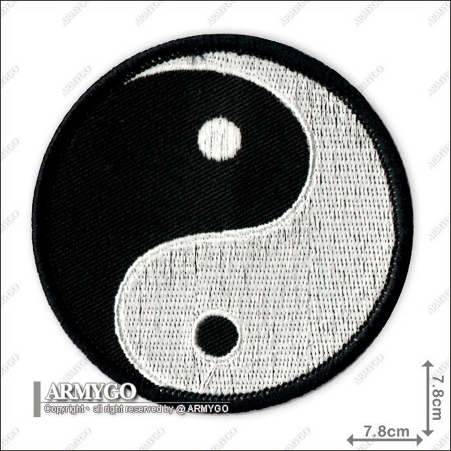 ARMYGO 太極繡章, 黑色,加車黑色(刺面)魔鬼氈, 1個
