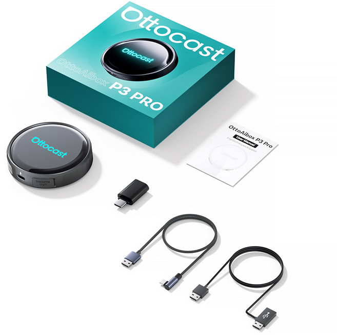 Ottocast 無線 CarPlay Android Auto 轉換器 AI智慧語音控制 HDMI輸出, 盒裝, OttoAibox P3 PRO