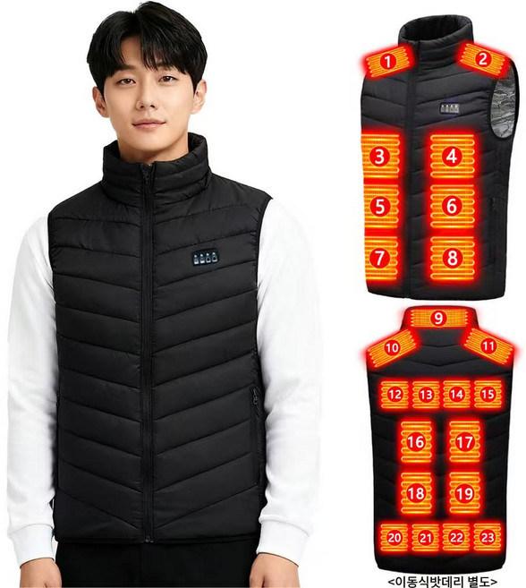 발열조끼 usb 3단계 온도조절 23구역 열선조끼 겨울 골프 등산 온열조끼