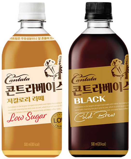 칸타타 콘트라베이스 2종세트 6+6 저칼로리라떼 블랙 500ml