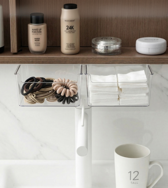 깔끔한숨김 부착식 슬라이딩 투명 히든 서랍 2P, 2개, 투명컬러