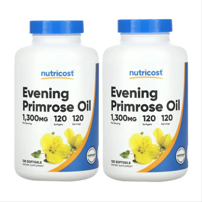 뉴트리코스트 달맞이꽃오일 감마리놀렌산 달맞이꽃 종자유 1300mg 120소프트젤 X 2통, 120정, 2개 - 쿠팡