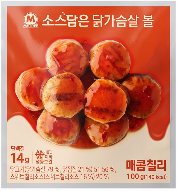 미트리 소스담은 닭가슴살 볼 매콤칠리, 100g, 12개