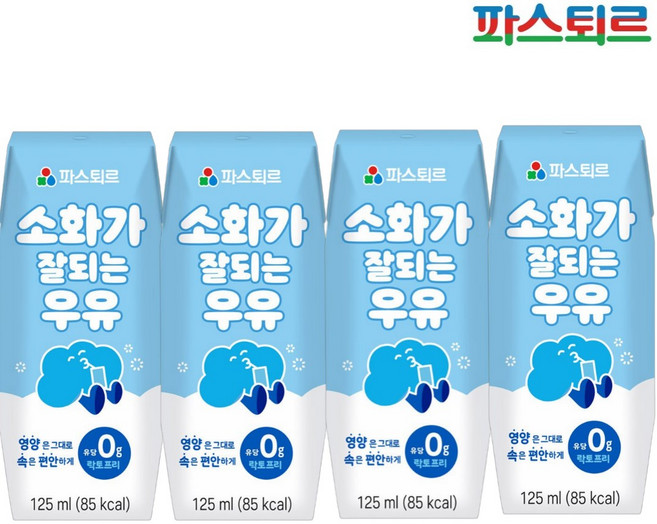 파스퇴르 소화가 잘되는 우유, 125ml, 4개