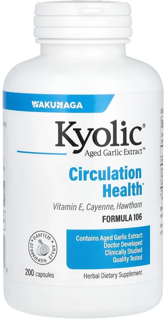 Kyolic Aged Garlic Extract 혈액 순환 건강 포뮬라 106 캡슐 200정 Kyolic (교릭), 1개 - 쿠팡