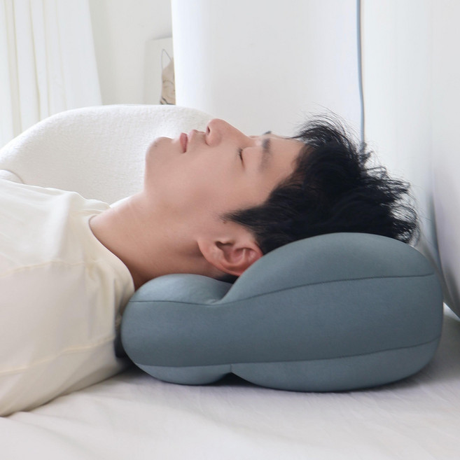 Roomxyd 무중력 경추베개 깊은 밀착 포개 꿀잠 편안 베개+ 커버 + 세탁망 세트, 1세트, 그레이