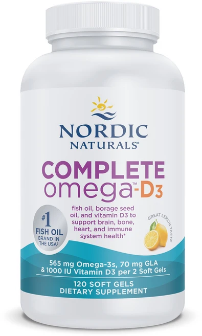 노르딕내츄럴스 컴플리트 오메가 D3 1000mg 레몬 소프트젤 글루텐 프리, 1개, 120정 - 쿠팡