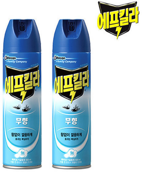 에프킬라 에어로졸 모기약(살충제) 무향 500ml 2개 .
