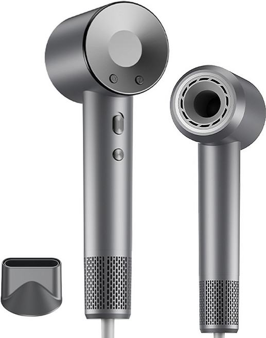 RichMagic 초고속 음이온 무엽 드라이어 12가지 모드 BLDC 가정용 드라이기 1600W+자기흡입노즐, 아이언 블랙