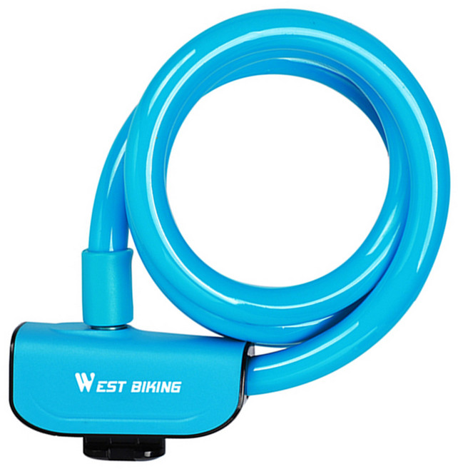 시그니처베이지 자전거 킥보드 열쇠키 자물쇠 와이어 락 도난방지 YPZ047, 블루, 1개