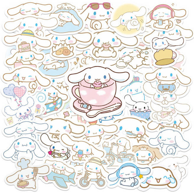 번블랙 산리오 캐릭터 굿즈 스티커 헬로키티 쿠로미 마이멜로디 시나모롤 포챠코, 1개, 시나모롤 A