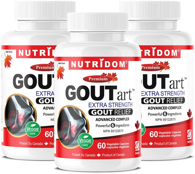 캐나다 뉴트리돔 NUTRIDOM GOUTart 가우타트 타트체리 + 셀러리씨앗 + 커큐민 + 브로멜라인 캡슐, 3개, 60정 - 쿠팡