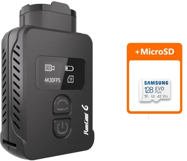 RunCam 6 4K 30HD 휴대용 스포츠 카메라 MP4 비디오 형식 FPV 드론 녹화용 OLED 스크린 디스플레이, 03 RUNCAM 6 128G