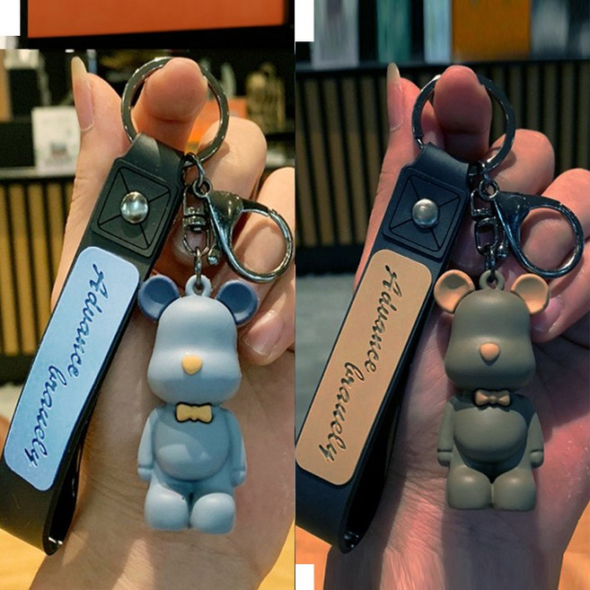 올리브파티 곰돌이 심플 베어 키링 열쇠고리, 1세트, 블루+카키