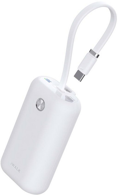 아이워크 iWALK 케이블 일체형 미니 보조배터리 10000mAh 대용량 고속충전 PD 22.5W C타입, 화이트, UPB001