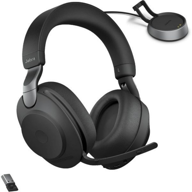 자브라 EVOLVE2 85 LINK380A MS 스테레오 스탠드 블랙, USB-A Dongle, Teams Certified, Charging Stand, 1개