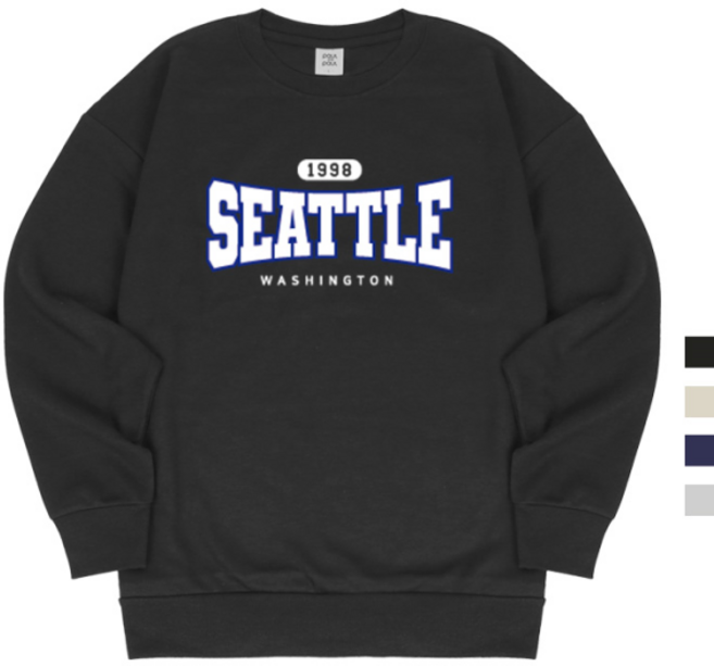 폴앤폴 시애틀1998 기모 오버핏 남여공용 맨투맨