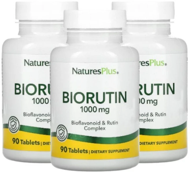 NaturesPlus 네이처스 플러스 Biorutina 바이오루틴 1000mg 태블릿, 90정, 3개 - 쿠팡