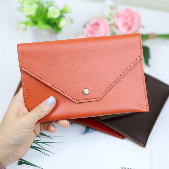 모두샵 수제 천연 가죽 통장지갑 통장케이스, 각인안함, 오렌지, 1개