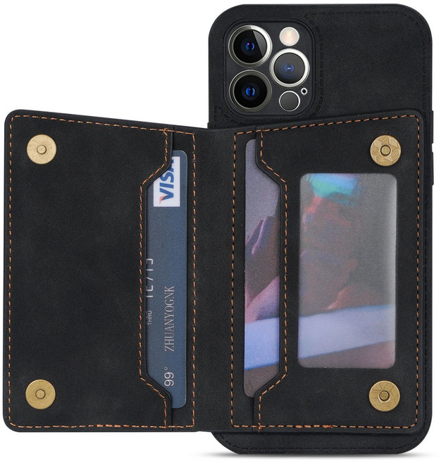 VIMIA 카드 수납 킥스탠드 낙상방지 가죽 케이스 아이폰 프로 맥스 폰 용